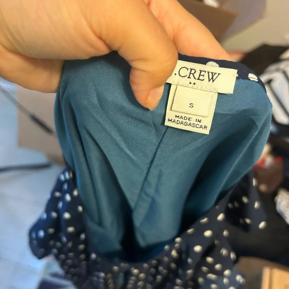 J.Crew Navy Blue Polka Dot Flutter Dress - Picture 3 of 5